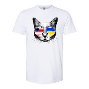 USA Ukraine Flags Sunglasses Cat Softstyle CVC T-Shirt