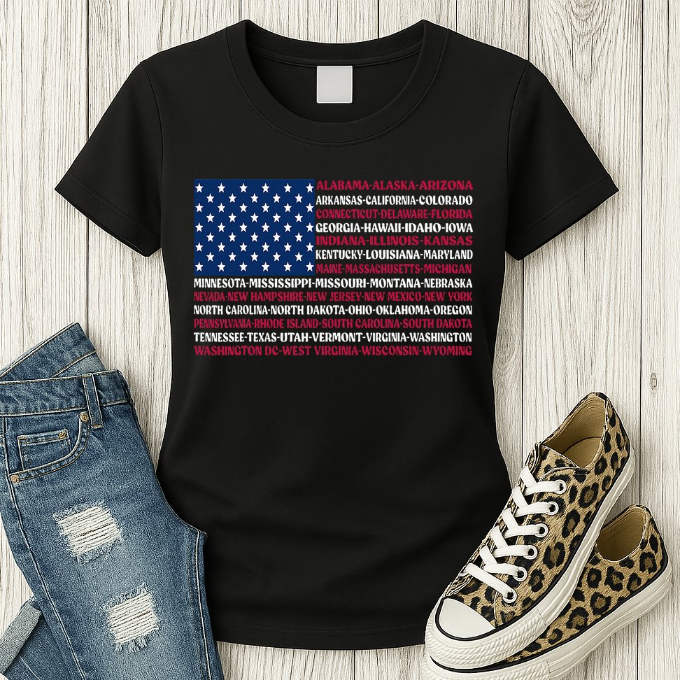 USA US Flag Patriotic Vintage Womens T-Shirt