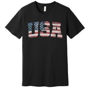 USA US Flag Patriotic 4th Of July America Premium T-Shirt