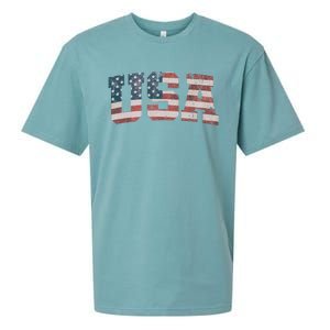 USA US Flag Patriotic 4th Of July America Sueded Cloud Jersey T-Shirt