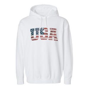 USA US Flag Patriotic 4th Of July America Garment-Dyed Fleece Hoodie