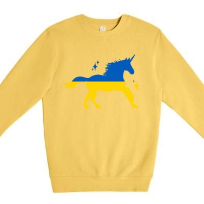 Unicorn Ukraine Flag I Stand With Ukraine Support Ukraine Cool Gift Premium Crewneck Sweatshirt