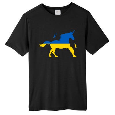 Unicorn Ukraine Flag I Stand With Ukraine Support Ukraine Cool Gift Tall Fusion ChromaSoft Performance T-Shirt