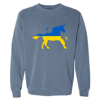 Unicorn Ukraine Flag I Stand With Ukraine Support Ukraine Cool Gift Garment-Dyed Sweatshirt