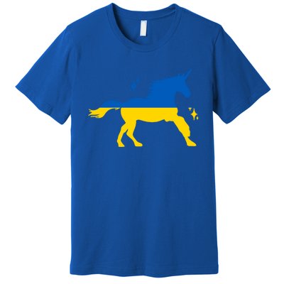 Unicorn Ukraine Flag I Stand With Ukraine Support Ukraine Cool Gift Premium T-Shirt