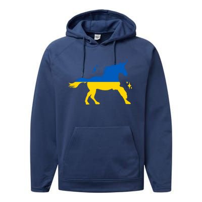 Unicorn Ukraine Flag I Stand With Ukraine Support Ukraine Cool Gift Performance Fleece Hoodie