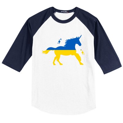 Unicorn Ukraine Flag I Stand With Ukraine Support Ukraine Cool Gift Baseball Sleeve Shirt