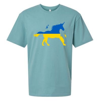 Unicorn Ukraine Flag I Stand With Ukraine Support Ukraine Cool Gift Sueded Cloud Jersey T-Shirt