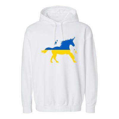 Unicorn Ukraine Flag I Stand With Ukraine Support Ukraine Cool Gift Garment-Dyed Fleece Hoodie