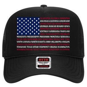 USA US Flag Patriotic For Wo Fourth of July High Crown Mesh Back Trucker Hat