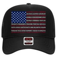 USA US Flag Patriotic For Wo Fourth of July High Crown Mesh Back Trucker Hat