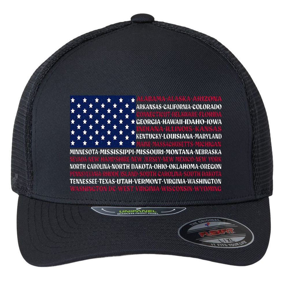 USA US Flag Patriotic For Wo Fourth of July Flexfit Unipanel Trucker Cap
