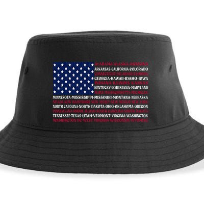USA US Flag Patriotic For Wo Fourth of July Sustainable Bucket Hat