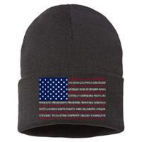 USA US Flag Patriotic For Wo Fourth of July Sustainable Knit Beanie