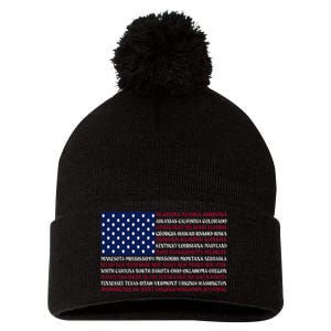 USA US Flag Patriotic For Wo Fourth of July Pom Pom 12in Knit Beanie