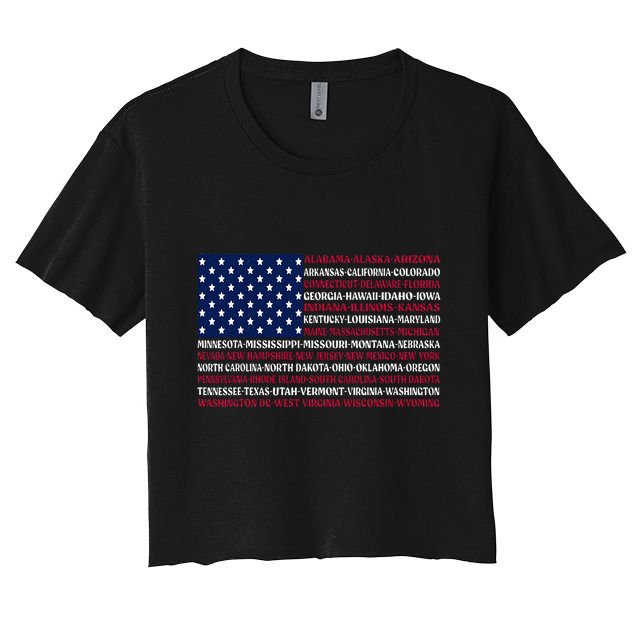 USA US Flag Patriotic For Wo Fourth of July Crop Top