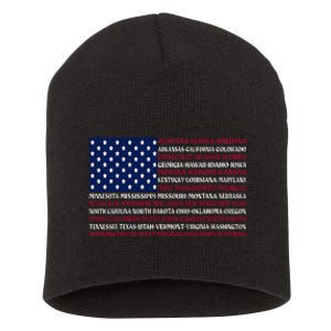 USA US Flag Patriotic For Wo Fourth of July Short Acrylic Beanie