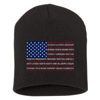 USA US Flag Patriotic For Wo Fourth of July Short Acrylic Beanie