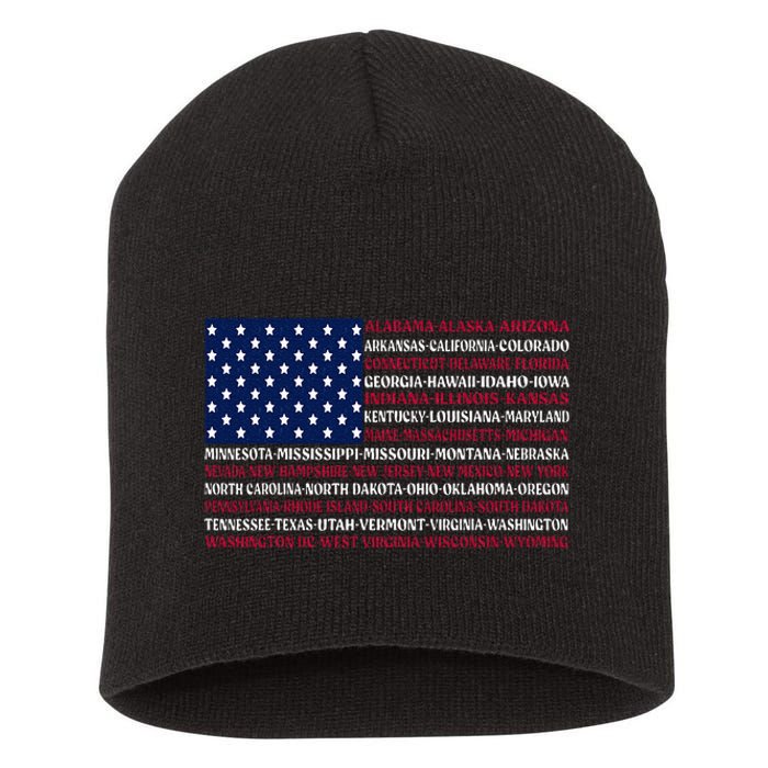 USA US Flag Patriotic For Wo Fourth of July Short Acrylic Beanie