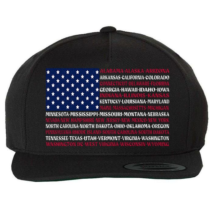 USA US Flag Patriotic For Wo Fourth of July Wool Snapback Cap