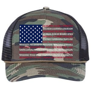 USA US Flag Patriotic For Wo Fourth of July Retro Rope Trucker Hat Cap