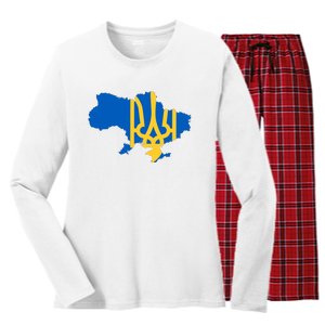 Ukraine Ukrainian Flag Ukrainians Women's Long Sleeve Flannel Pajama Set 