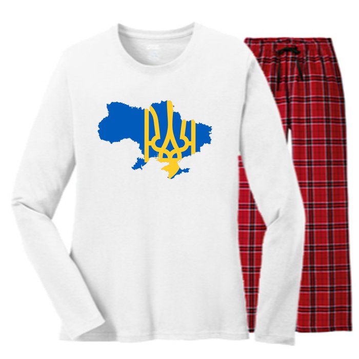 Ukraine Ukrainian Flag Ukrainians Women's Long Sleeve Flannel Pajama Set 