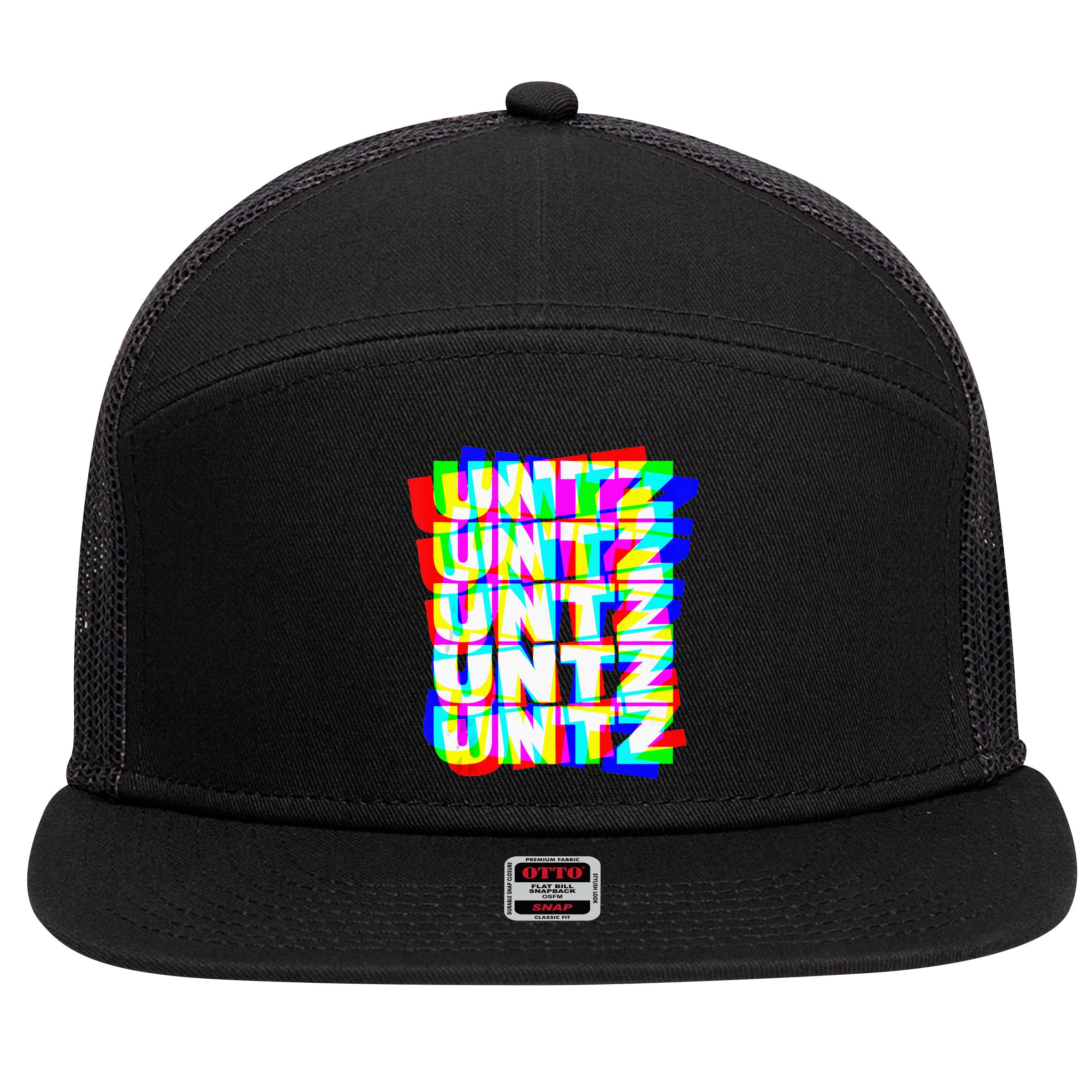 Untz Untz Hardstyle Techno Rave EDM Music DJ Festival Raver 7 Panel Mesh Trucker Snapback Hat