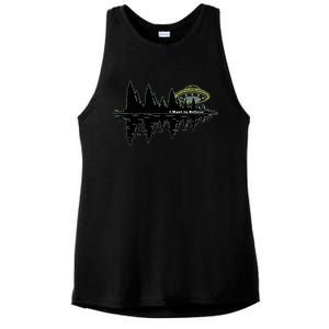 UFO UAP I Want To Believe Aliens Exist Flying Saucer Ladies PosiCharge Tri-Blend Wicking Tank