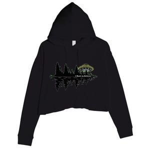 UFO UAP I Want To Believe Aliens Exist Flying Saucer Crop Fleece Hoodie