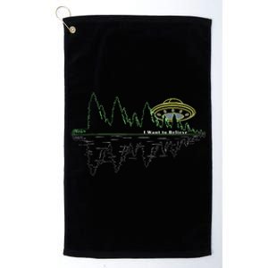 UFO UAP I Want To Believe Aliens Exist Flying Saucer Platinum Collection Golf Towel