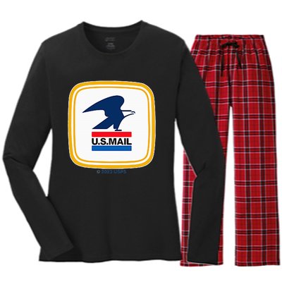 Usps Us Mail Left Chest Women's Long Sleeve Flannel Pajama Set 