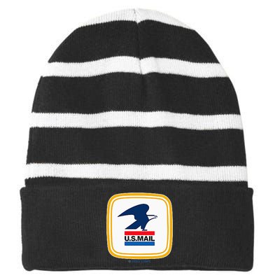 Usps Us Mail Left Chest Striped Beanie with Solid Band