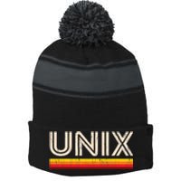 Unix Stripe Pom Pom Beanie