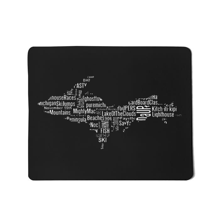 UP Upper Peninsula Michigan Word Collage Yoopers Favorite Mousepad