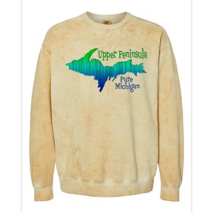 Up Upper Peninsula Michigan Ombre Yoopers 906 Colorblast Crewneck Sweatshirt