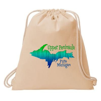 Up Upper Peninsula Michigan Ombre Yoopers 906 Drawstring Bag