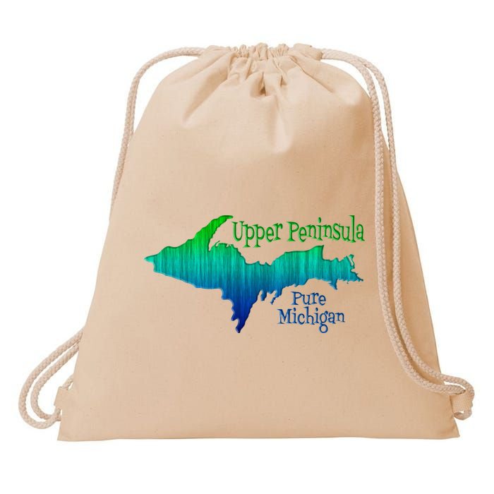 Up Upper Peninsula Michigan Ombre Yoopers 906 Drawstring Bag