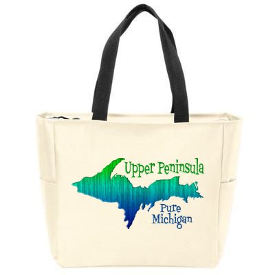 Up Upper Peninsula Michigan Ombre Yoopers 906 Zip Tote Bag