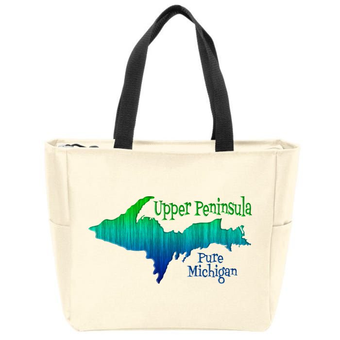 Up Upper Peninsula Michigan Ombre Yoopers 906 Zip Tote Bag