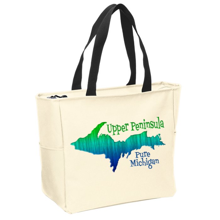 Up Upper Peninsula Michigan Ombre Yoopers 906 Zip Tote Bag