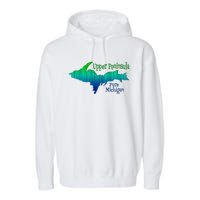 Up Upper Peninsula Michigan Ombre Yoopers 906 Garment-Dyed Fleece Hoodie