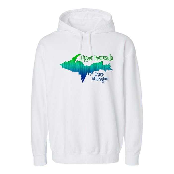 Up Upper Peninsula Michigan Ombre Yoopers 906 Garment-Dyed Fleece Hoodie