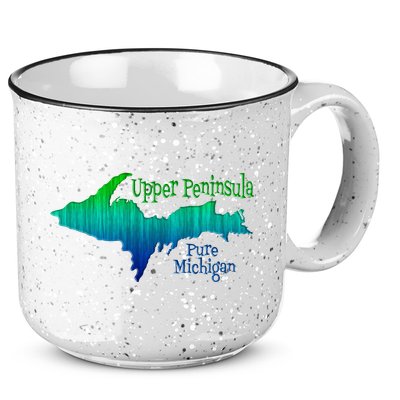Up Upper Peninsula Michigan Ombre Yoopers 906 15oz Campfire Ceramic Mug