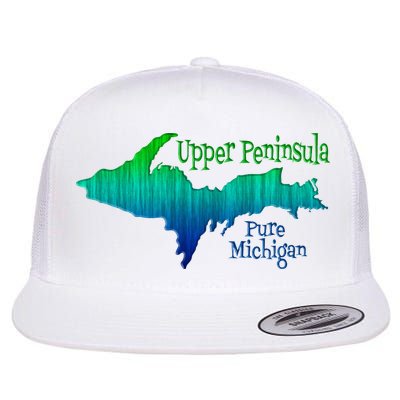 Up Upper Peninsula Michigan Ombre Yoopers 906 Flat Bill Trucker Hat