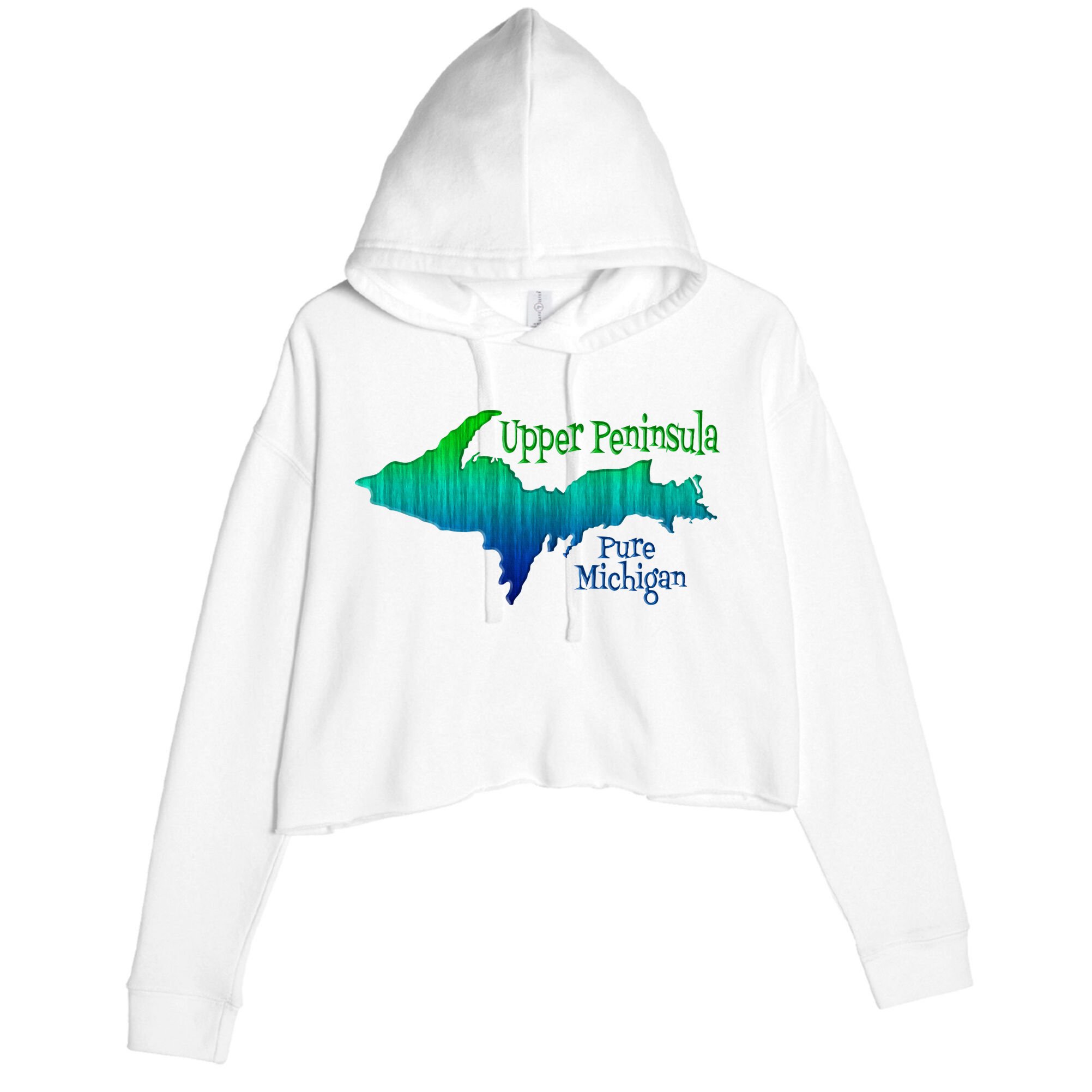 Up Upper Peninsula Michigan Ombre Yoopers 906 Crop Fleece Hoodie