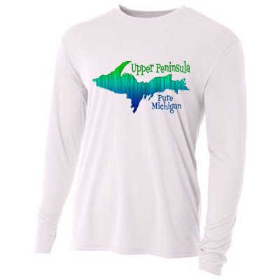 Up Upper Peninsula Michigan Ombre Yoopers 906 Cooling Performance Long Sleeve Crew