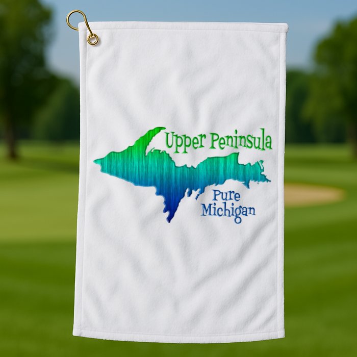 Up Upper Peninsula Michigan Ombre Yoopers 906 Golf Towel
