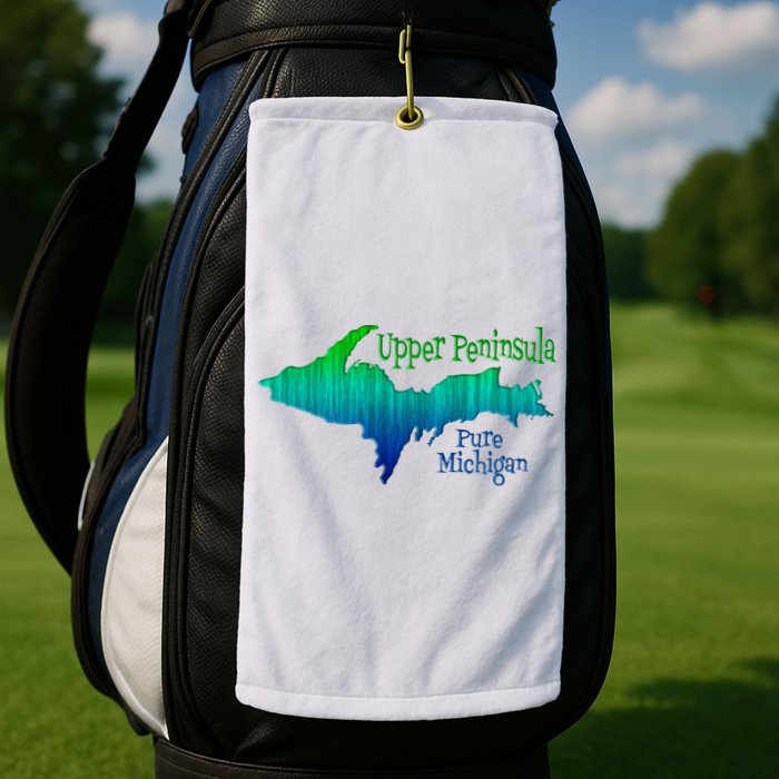Up Upper Peninsula Michigan Ombre Yoopers 906 Golf Towel