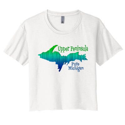 Up Upper Peninsula Michigan Ombre Yoopers 906 Women's Crop Top Tee